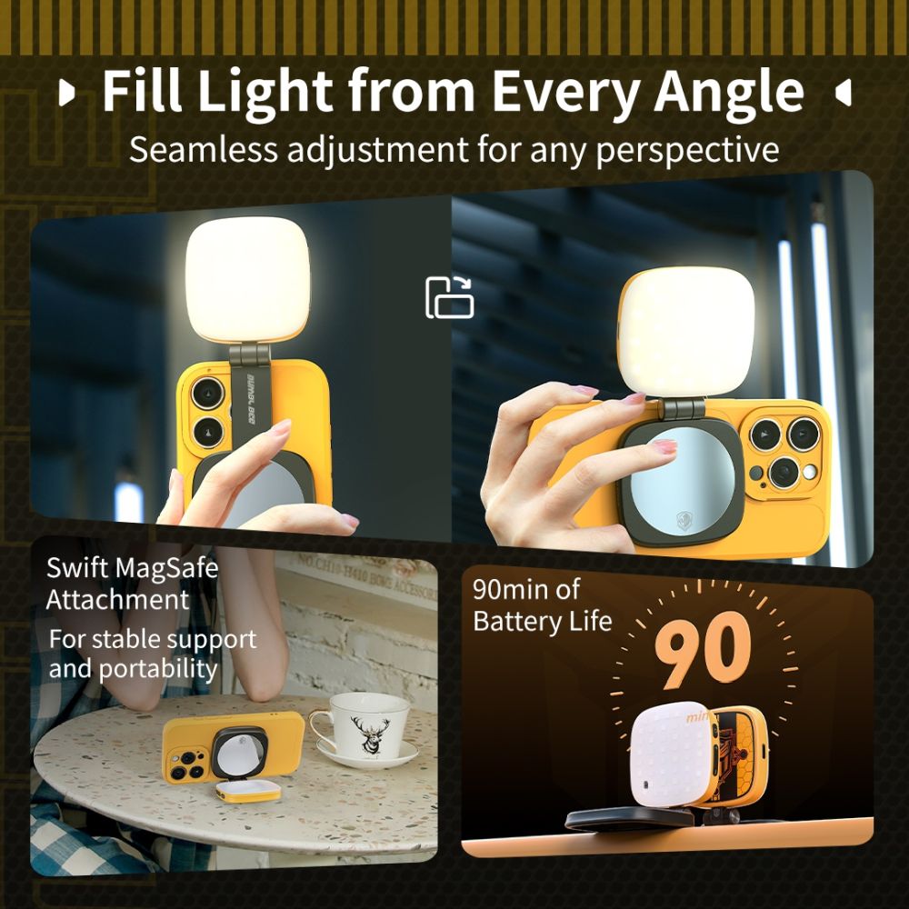 Lampe vidéo LED amovible SmallRig 5513 Vibe P48 pour téléphone portable « Édition BumbleBee »