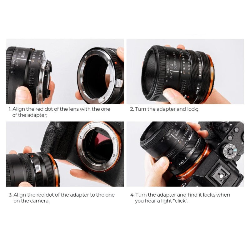 K&F Adaptateur d'objectif Nikon F - Sony E-Mount (IV PRO)