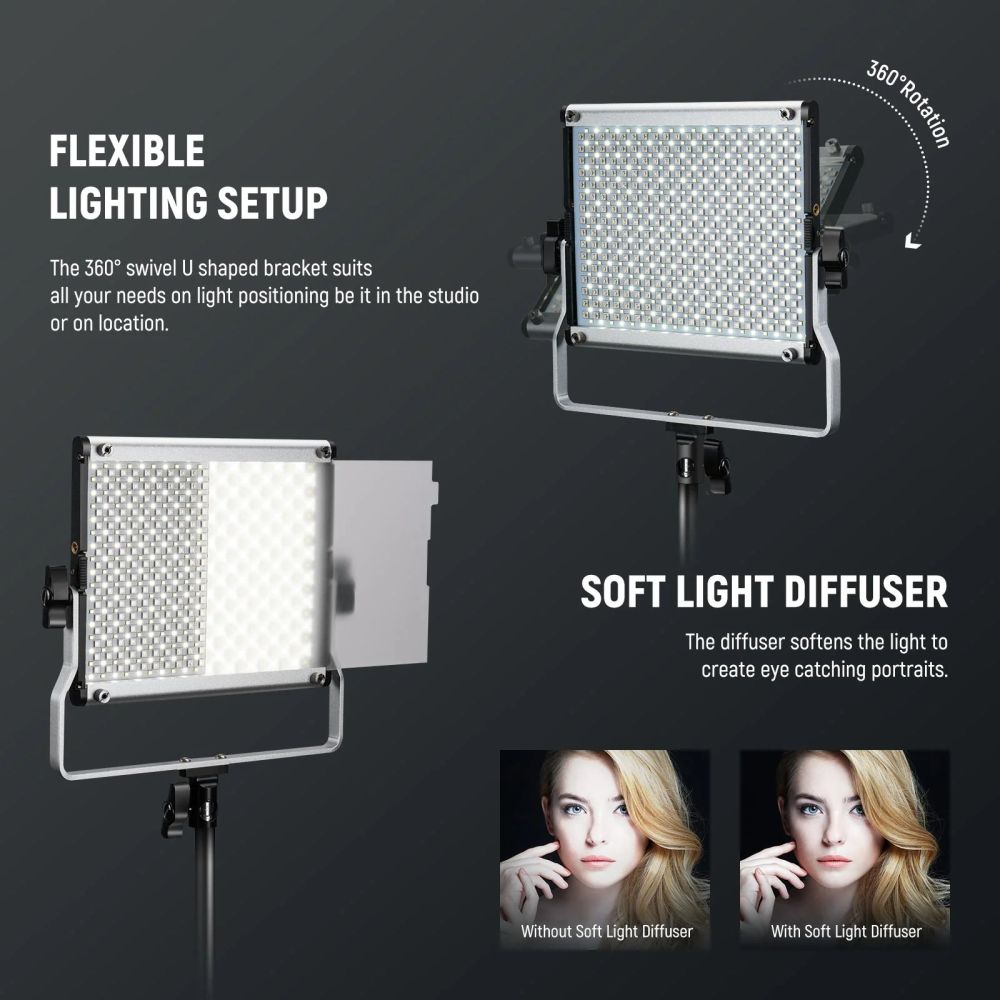 Kit d'éclairage LED RGB Neewer 660 PRO II 2x 50W avec supports et sac de transport