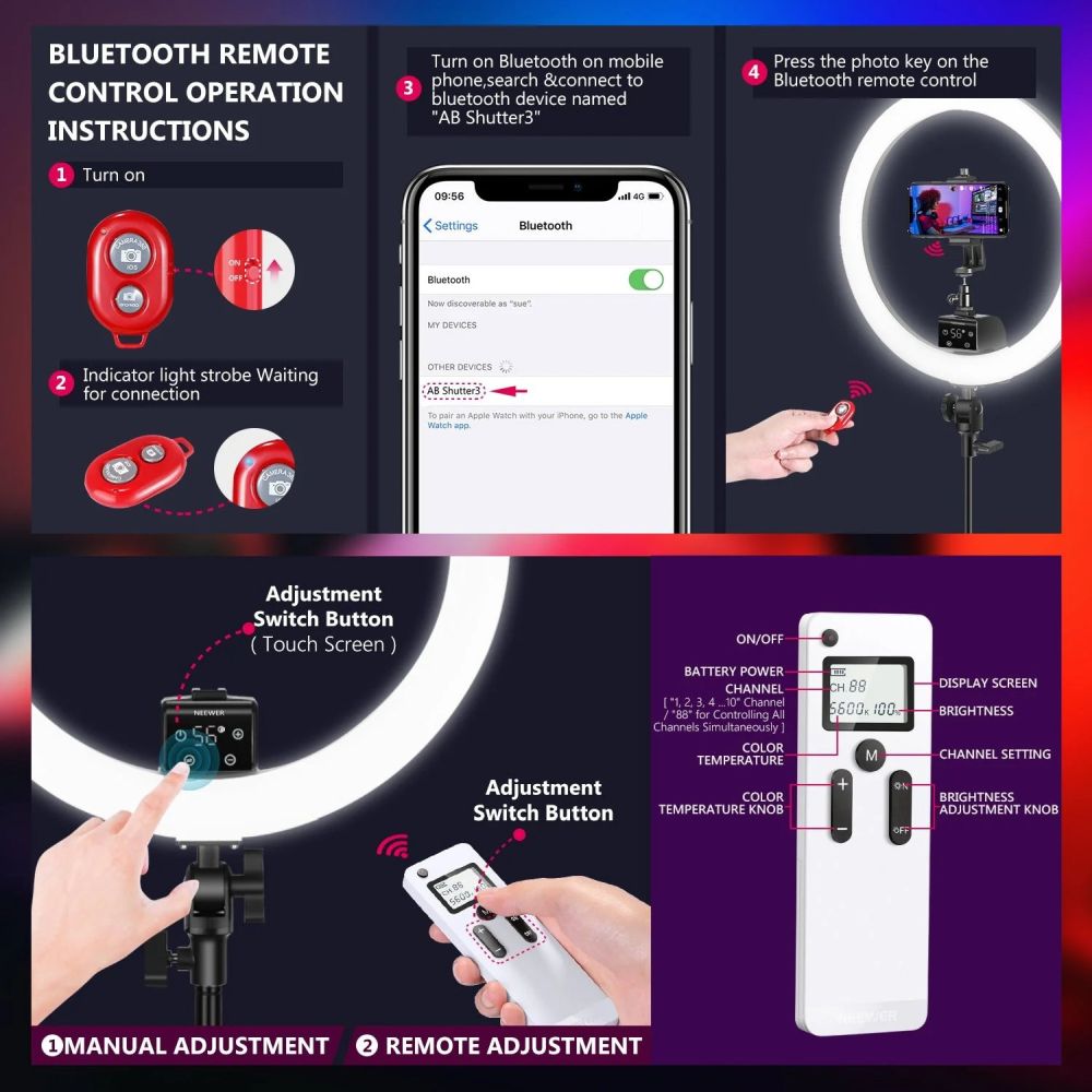 Kit d'éclairage annulaire Neewer SRP18-2.4G 55 W