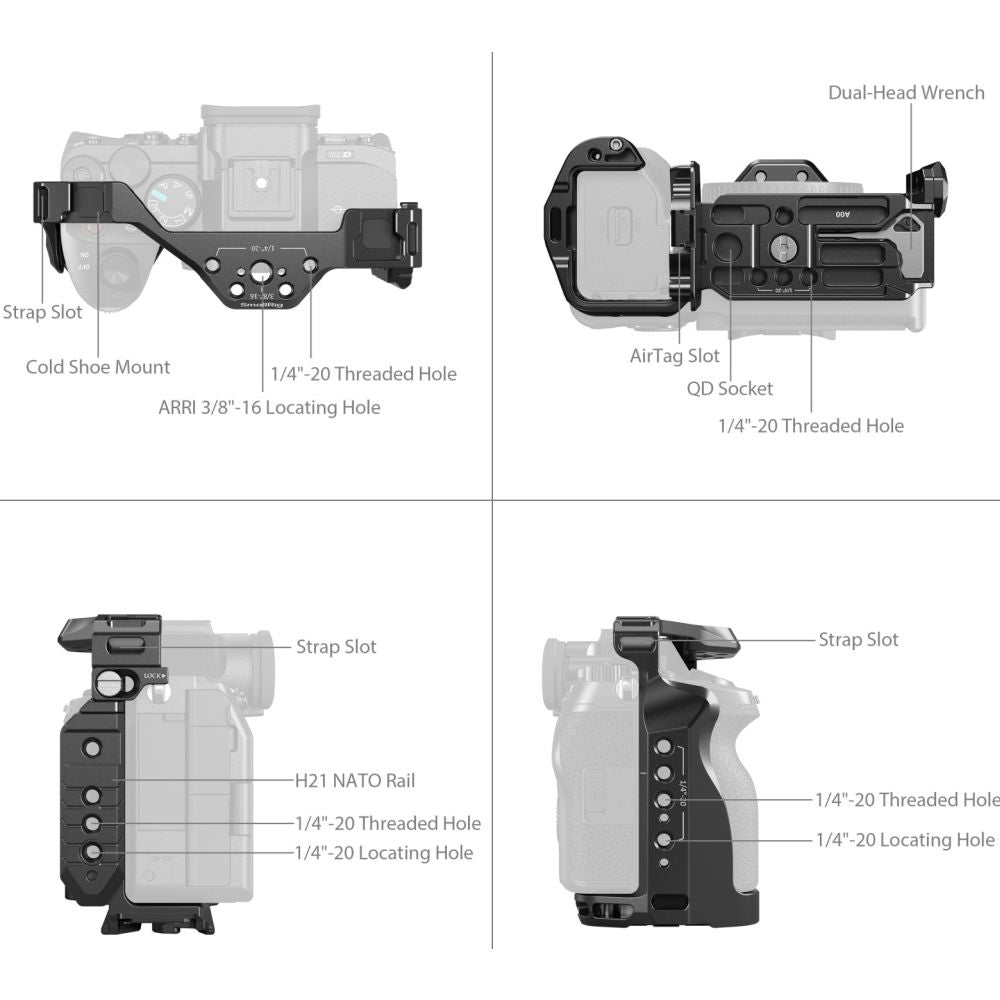 Cage SmallRig 5583 avec emplacement Airtag pour Sony Alpha 7R V / 7 IV / 7S III / 1 / 7R IV