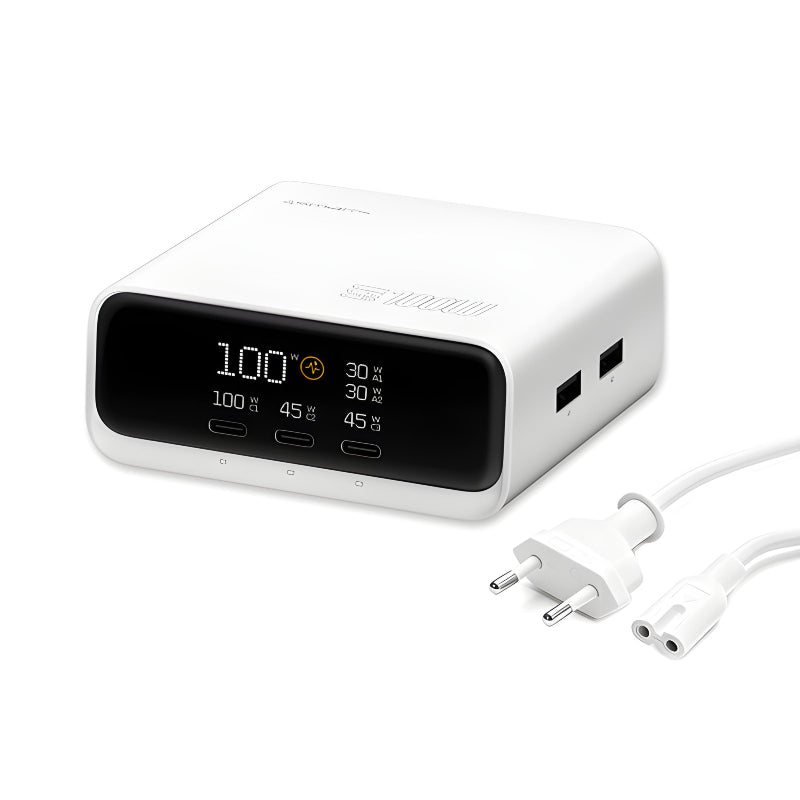 Chargeur de bureau 4smarts GaN Écran 100 W 3C + 2A