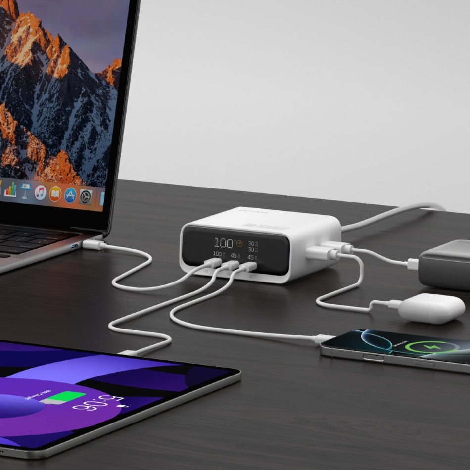 Chargeur de bureau 4smarts GaN Écran 100 W 3C + 2A