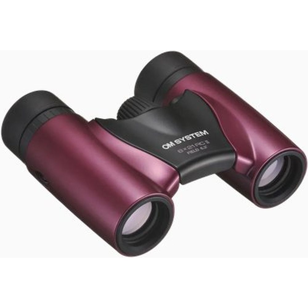 OM SYSTEM 8x21 RC II Jumelles en métal magenta, avec étui et bandoulière