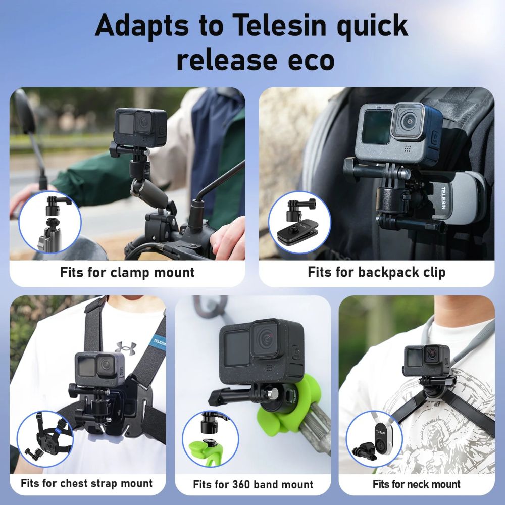 Support de guidon Telesin à fixation rapide en forme de pince de crabe