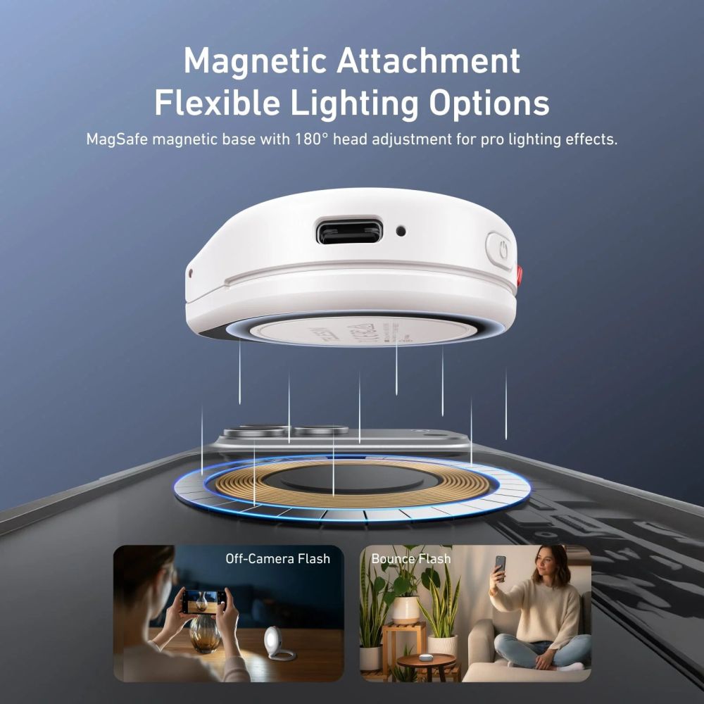 Lampe torche magnétique Telesin MagSafe - Titane