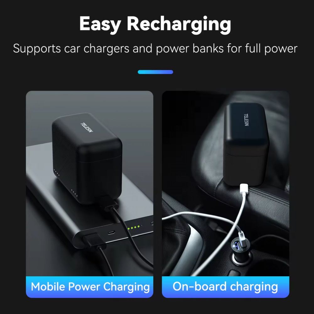 Boîtier de charge Telesin pour Batteries Insta360 X5 (2 emplacements)