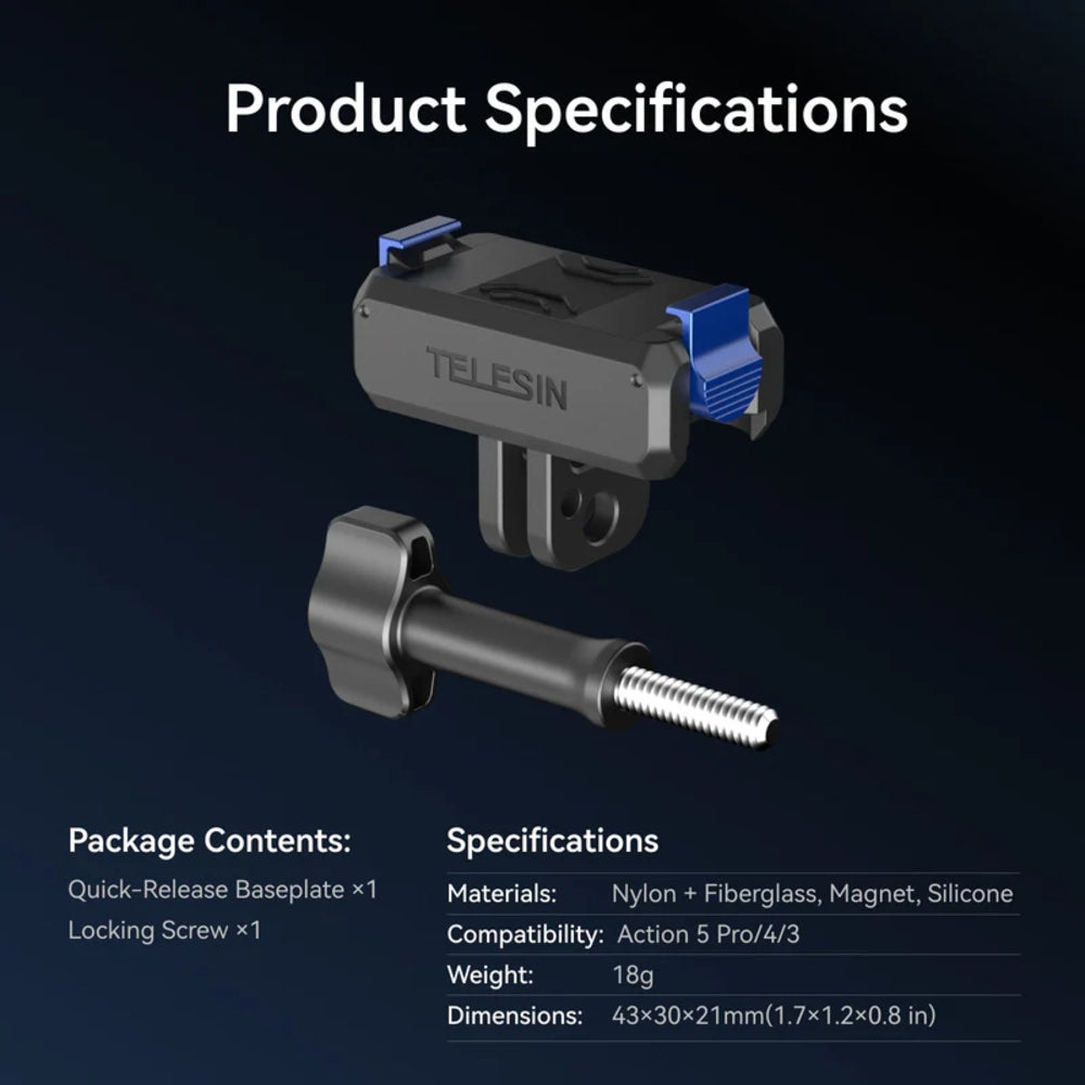 Support à dégagement rapide Telesin pour DJI Osmo Action & Osmo 360