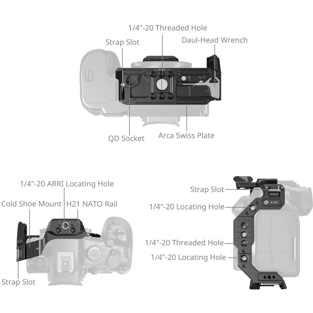 Cage demi-bac à dégagement rapide SmallRig 5953 « HawkLock » pour Canon EOS R6 Mark III / R6 Mark II / R5 Mark II
