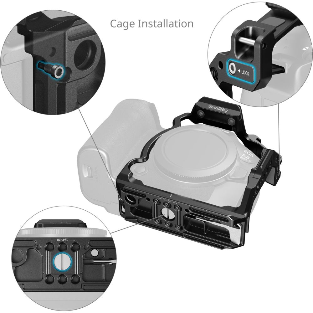 Cage demi-bac à dégagement rapide SmallRig 5953 « HawkLock » pour Canon EOS R6 Mark III / R6 Mark II / R5 Mark II