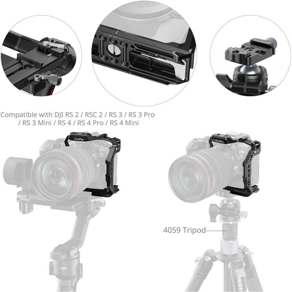 Cage demi-bac à dégagement rapide SmallRig 5953 « HawkLock » pour Canon EOS R6 Mark III / R6 Mark II / R5 Mark II