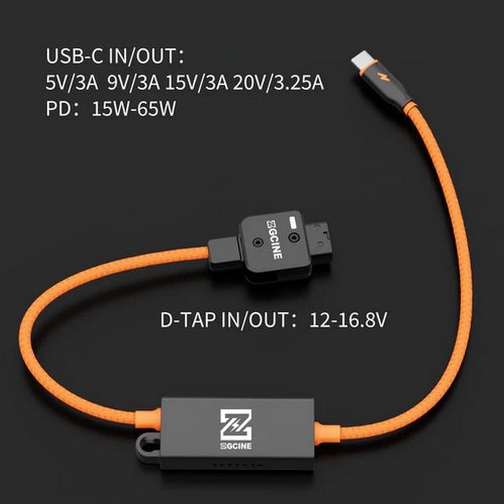 Câble d'alimentation bidirectionnel ZGCINE D-Tap vers USB-C PD