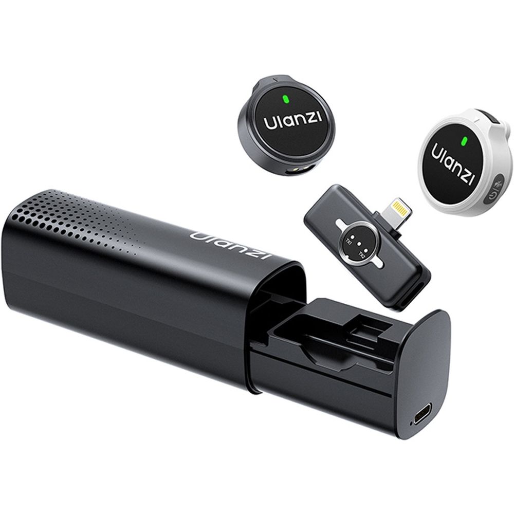 Ensemble Microphone sans Fil Ulanzi A21 + Étui Lightning - Noir et Blanc