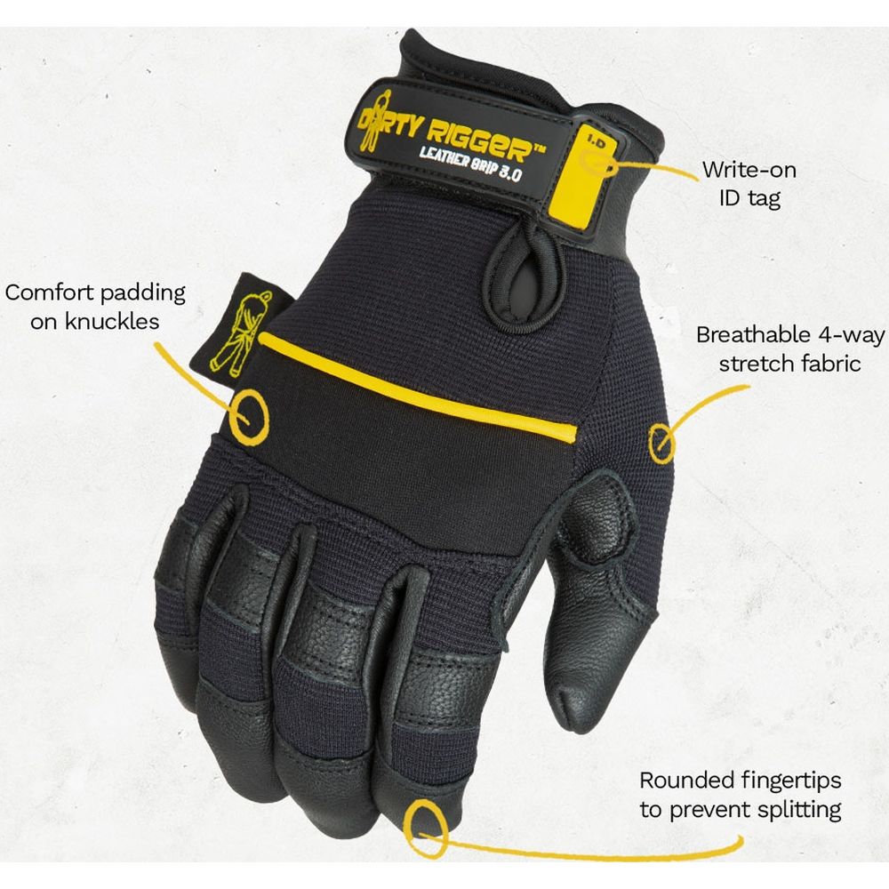 Gants Dirty Rigger en Cuir Poignée 3.0 à doigts complets, taille L
