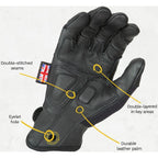 Gants Dirty Rigger en Cuir Poignée 3.0 à doigts complets, taille L