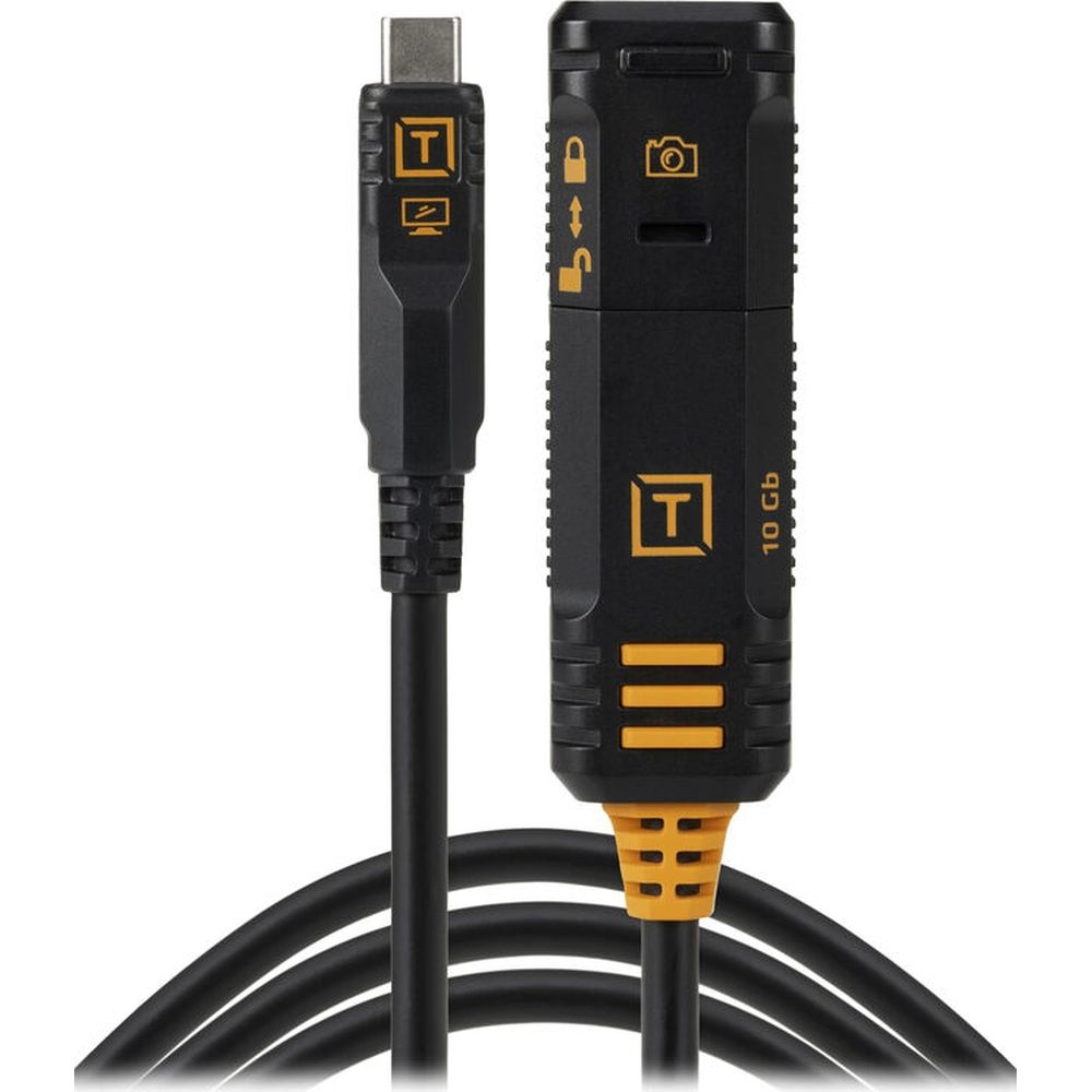 Câble d'extension verrouillable TetherBoost USB-C TetherPro Optima 10G de Tether Tools, 4,8 m, noir