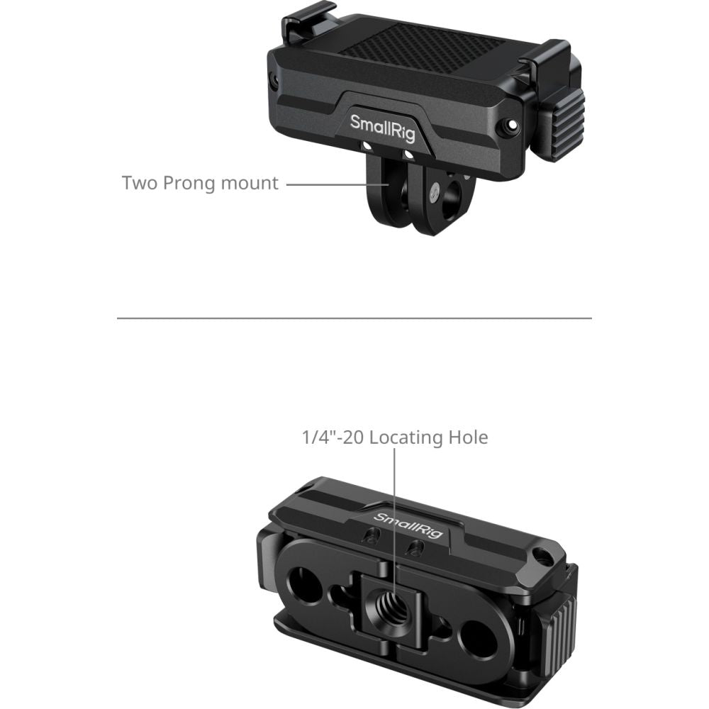 Support adaptateur pliable à dégagement rapide bidirectionnel SmallRig 5890 avec fixation à 2 broches et trou fileté 1/4"-20