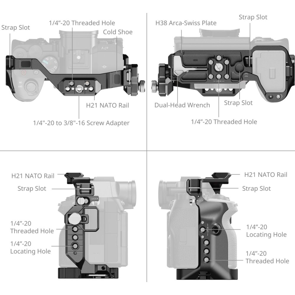 Kit de cage SmallRig 6028 Advanced « HawkLock » pour Sony Alpha 7 V / 7R V / 7 IV