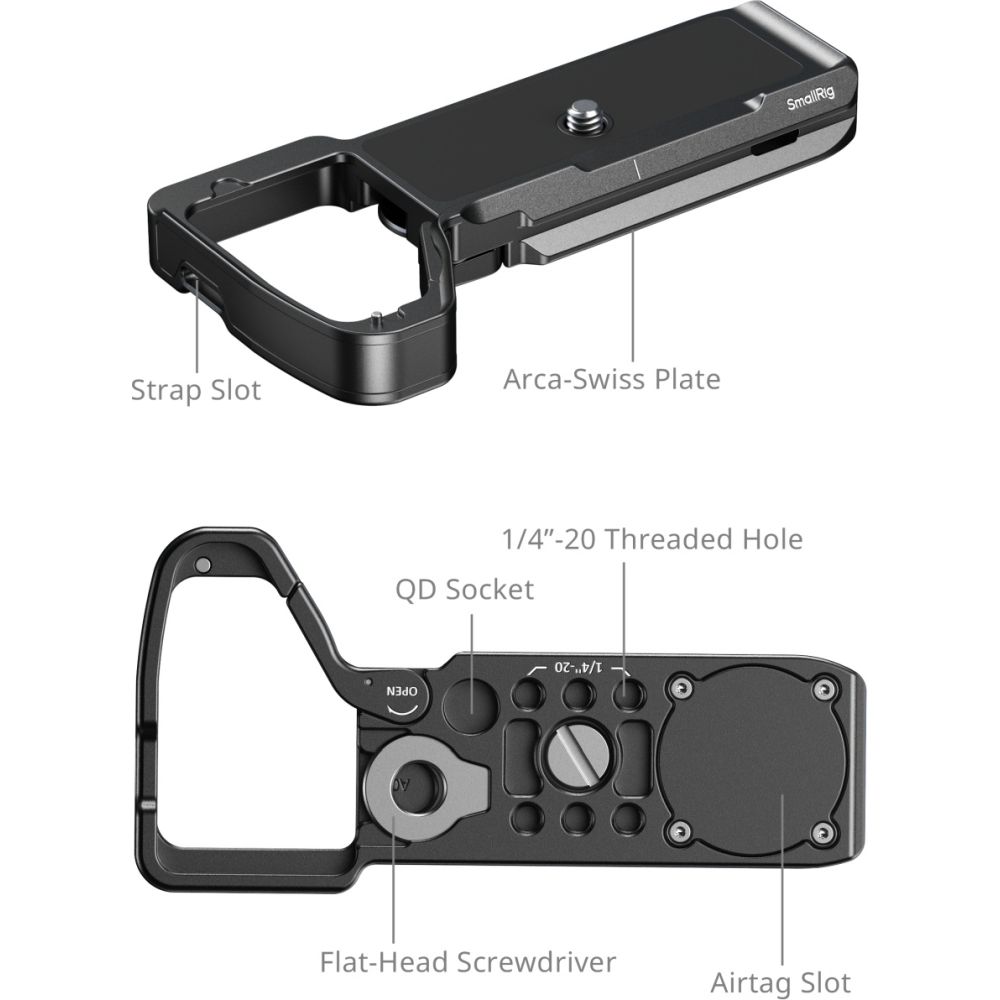 Plaque de base SmallRig 6033 avec emplacement pour AirTag pour Sony Alpha 7 V / 7R V / 7 IV