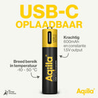 Piles rechargeables Aqiila AAA USB-C 1,5 V 600 mAh Li-Ion (x4)
