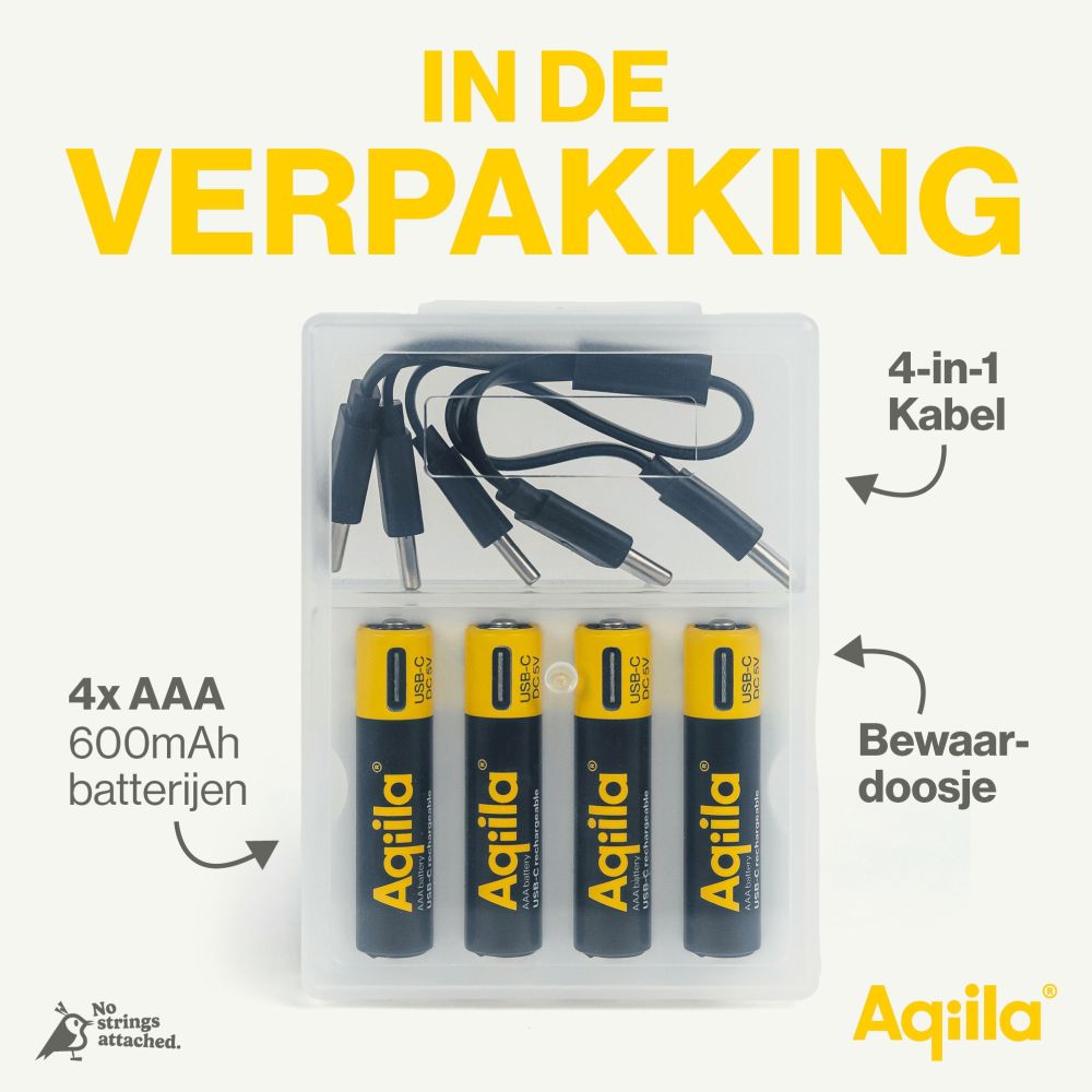 Piles rechargeables Aqiila AAA USB-C 1,5 V 600 mAh Li-Ion (x4)