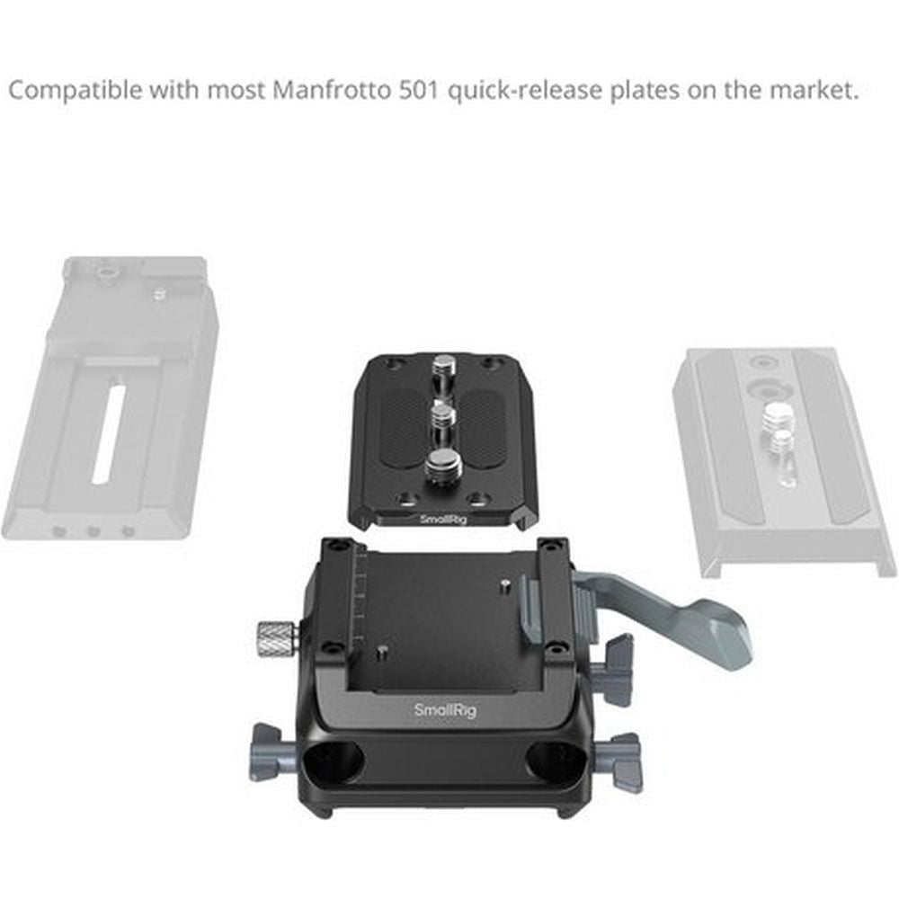 SmallRig 5366 Manfrotto-Type Mount Plate Kit with 15mm Dual Rod Clamp