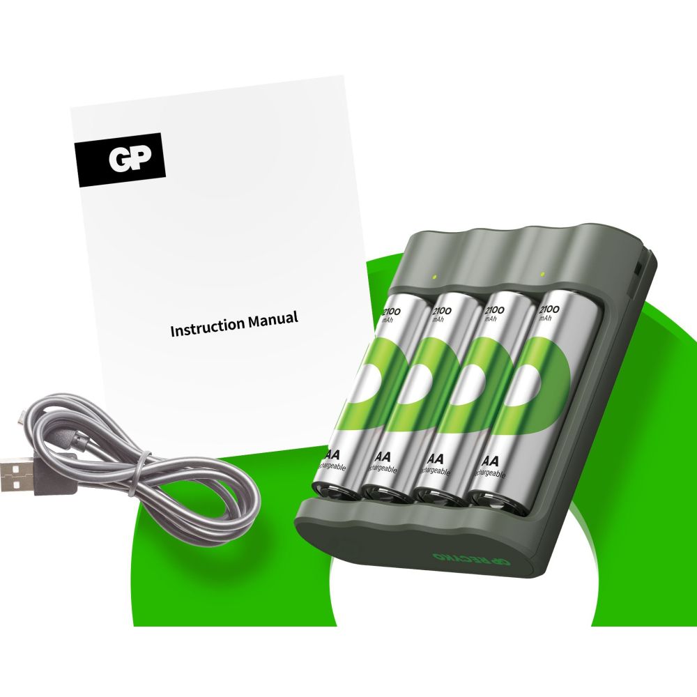 Chargeur GP RECYKO B441 avec 4 piles AA 2100 mAh
