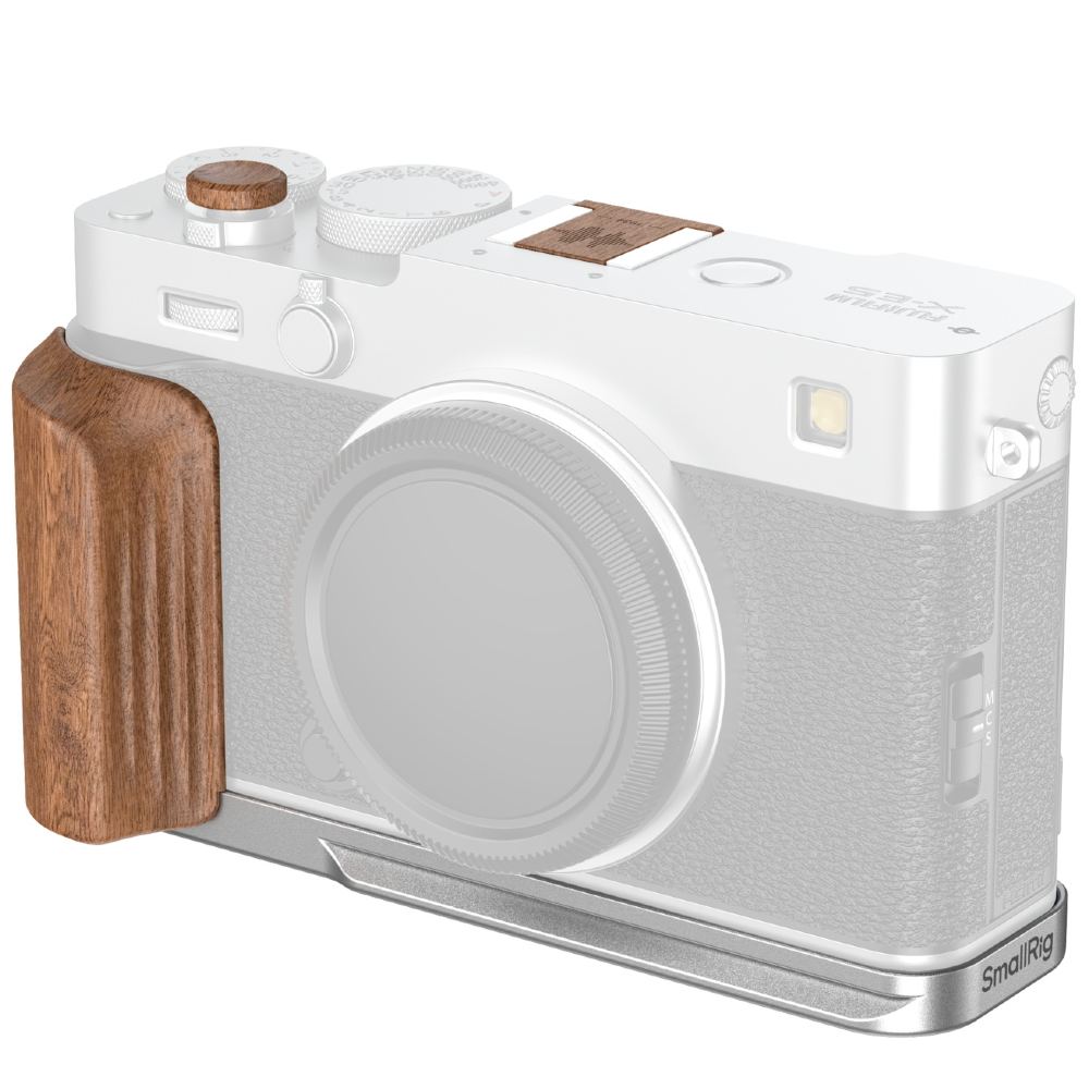 SmallRig 5984 L-Shaped Monture Plateau avec Poignée en Bois pour FUJIFILM X-E5, Rosewood / Argent