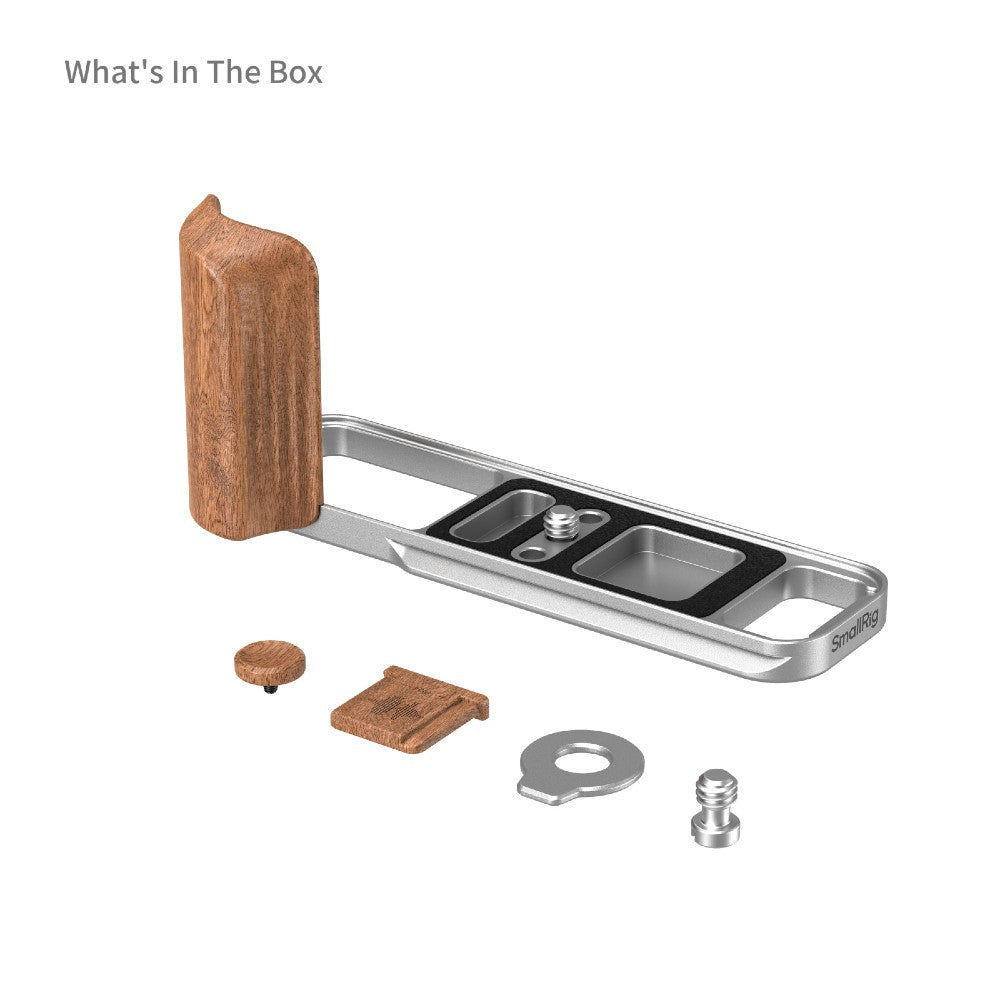 SmallRig 5984 L-Shaped Monture Plateau avec Poignée en Bois pour FUJIFILM X-E5, Rosewood / Argent