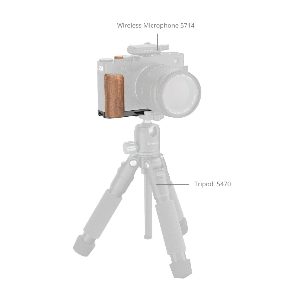SmallRig 5985 L-Shaped Monture Plateau avec Poignée en Bois pour FUJIFILM X-E5, Rosewood / Noir