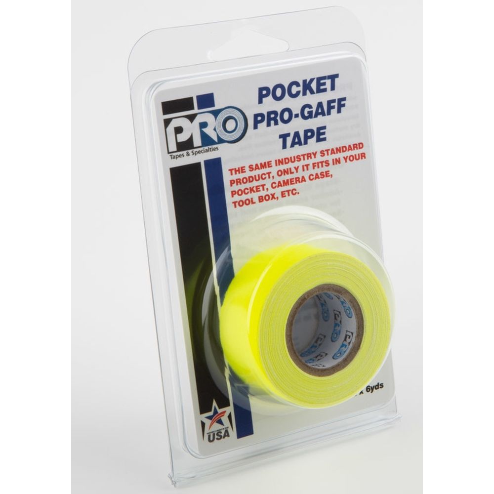 Ruban adhésif professionnel Pro Gaff Pro Pocket 24mm x 5,4 m Jaune fluorescent