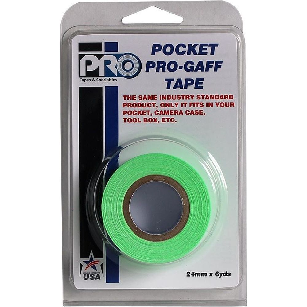 Ruban adhésif professionnel Pro Gaff Pro Pocket 24mm x 5,4 m Vert fluorescent