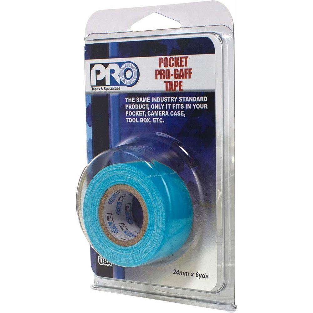 Ruban adhésif professionnel Pro Gaff Pro Pocket 24mm x 5,4 m Bleu fluorescent