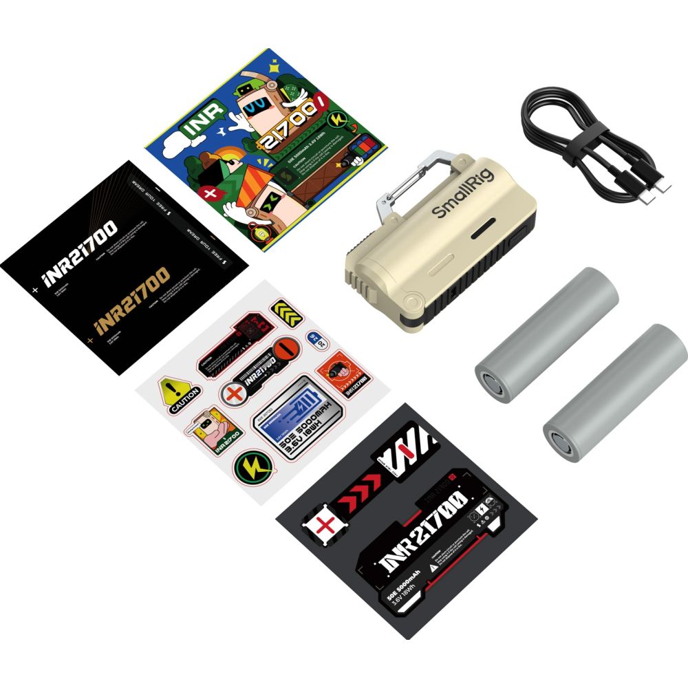 Kit chargeur SmallRig 6089 avec 2 Batteries 21700 de 5000 mAh, marron sable