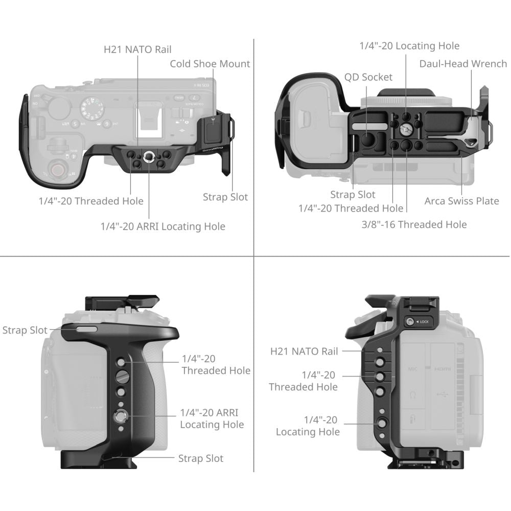 SmallRig 6382 "HawkLock" Cage de prise de vue verticale à dégagement rapide pour Canon EOS R6 V