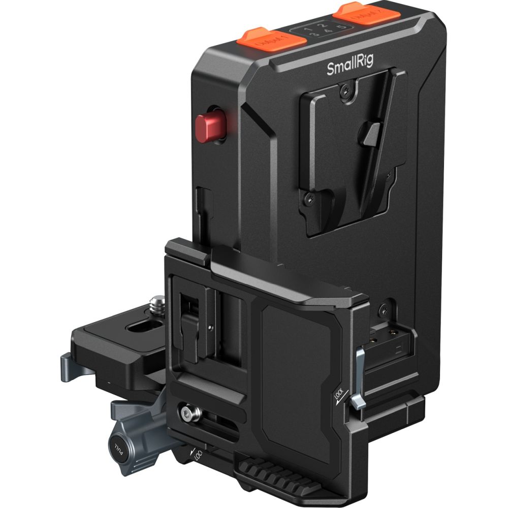 Plaque d'adaptation pour batterie V-Mount SmallRig 5899 avec gestion intelligente de l'alimentation (compatible avec la plaque de dégagement rapide Arca-Swiss)