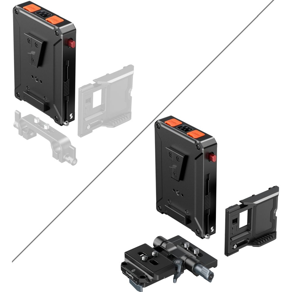 Plaque d'adaptation pour batterie V-Mount SmallRig 5899 avec gestion intelligente de l'alimentation (compatible avec la plaque de dégagement rapide Arca-Swiss)