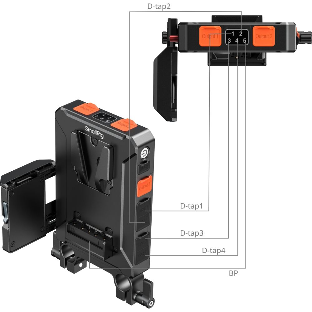 SmallRig 5881 Intelligent Power Management V-Mount Battery Adapter Plate (With 15mm Dual Rod Clamp)