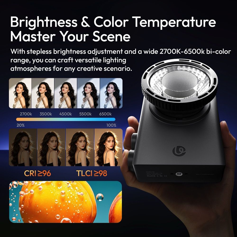Ulanzi C01 COB Light 100W Bi Color(Mini Bowens Mount Diffuser)