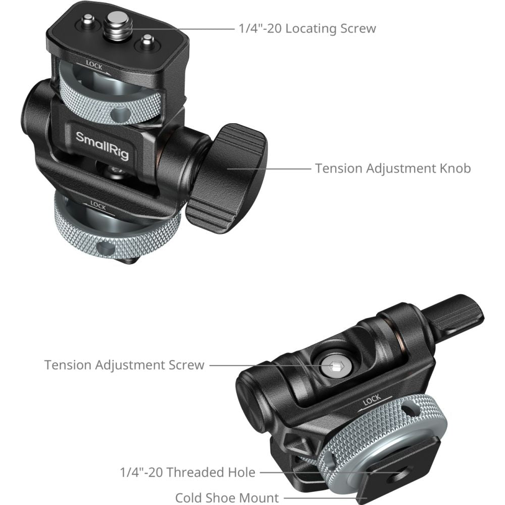 SmallRig 6313 Monitor Support for Horizontal & Vertical Shooting with Cold Shoe Mount