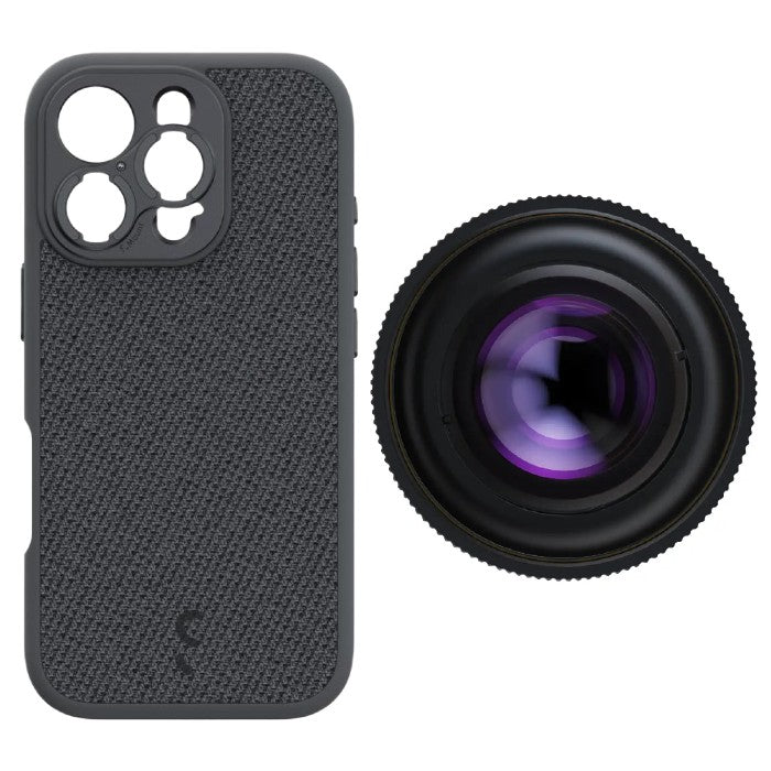 ShiftCam iPhone 16 Pro Étui Gris Foncé Fabric + LensUltra 16mm Grand Angle