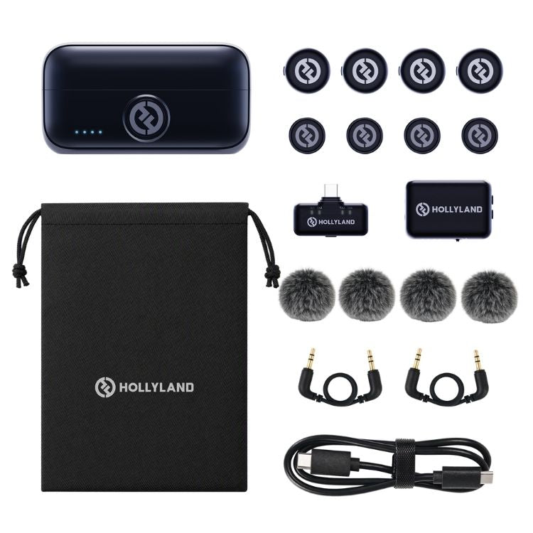 Hollyland LARK M3 Combo 4TX + 1RX USB-C + 1RX Appareil Photo, Gris Sidéral