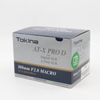 Tokina 100mm F/2.8 AT-X macro 1:1 Nikon FX used