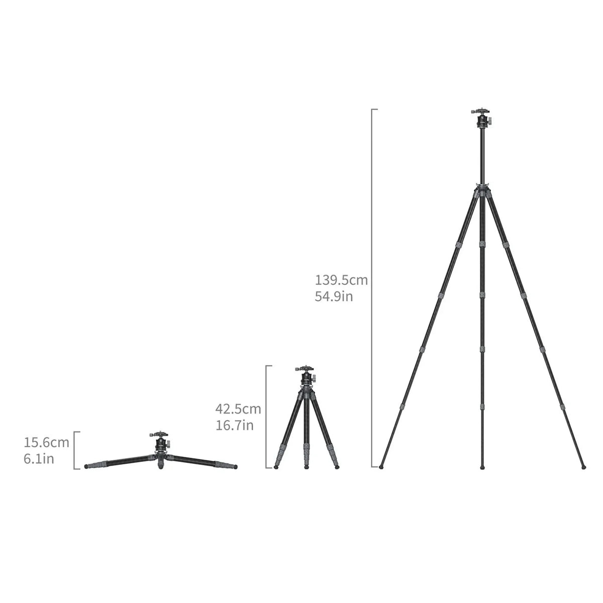 SmallRig 6598 Ultra-Light Travel Carbon Fiber Tripod for Photography